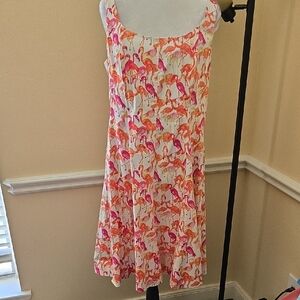 Pappagallo Pink and Orange Flamingo Midi Dress 14